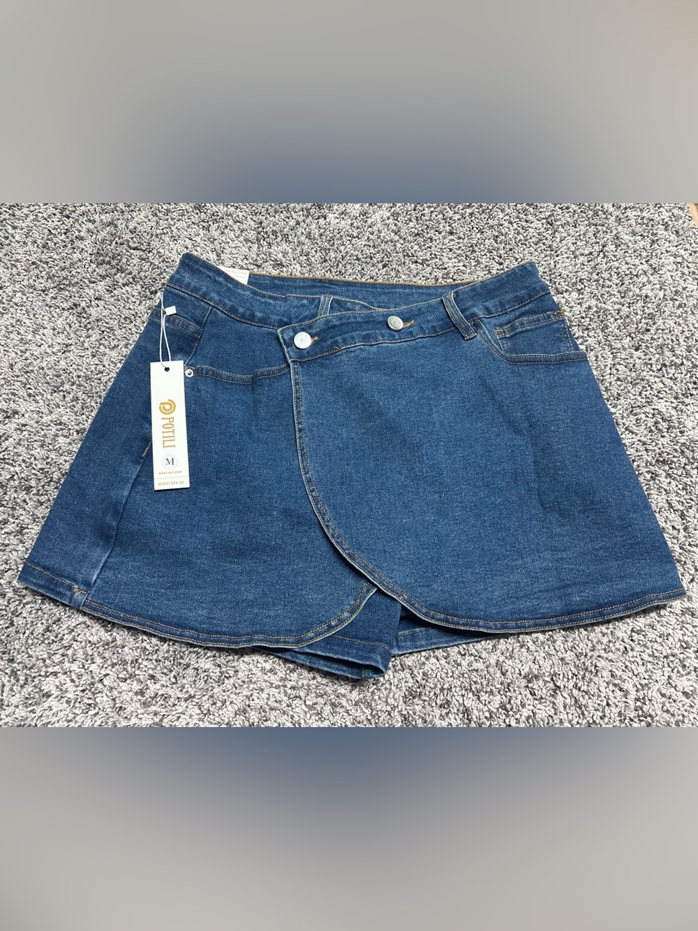Denim Wrap Skort - Dark Blue